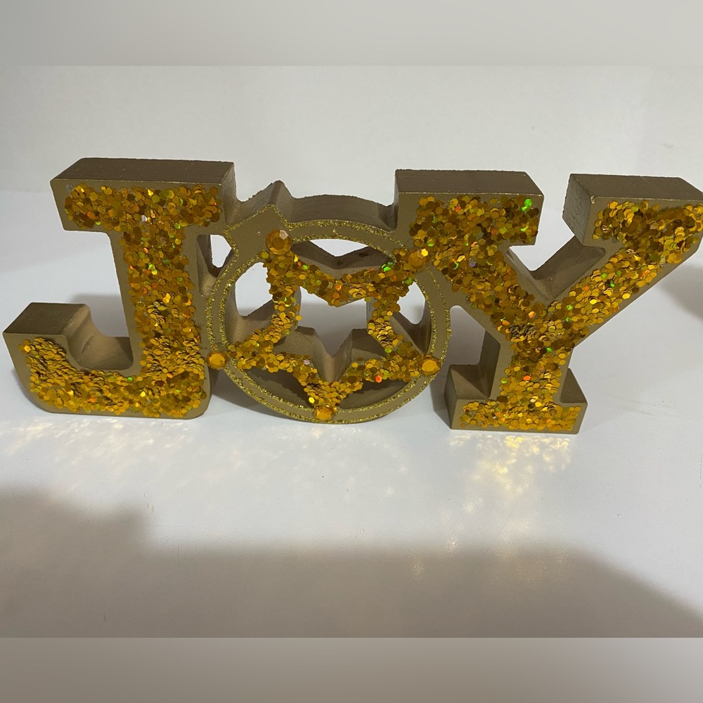 Gold Glitter 'JOY' Holiday Decoration